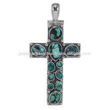 Tibetan Turquoise Gemstone 925 Sterling Silver Pendant Jewelry